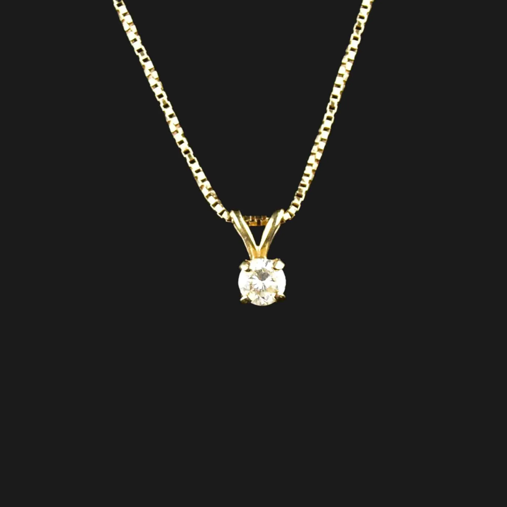 14K Gold Classic Solitaire Diamond Pendant Necklace