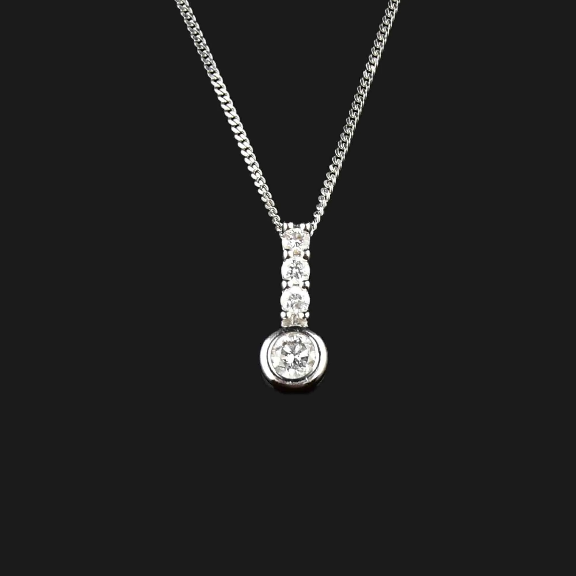 14K White Gold Diamond Ever Us Pendant Necklace