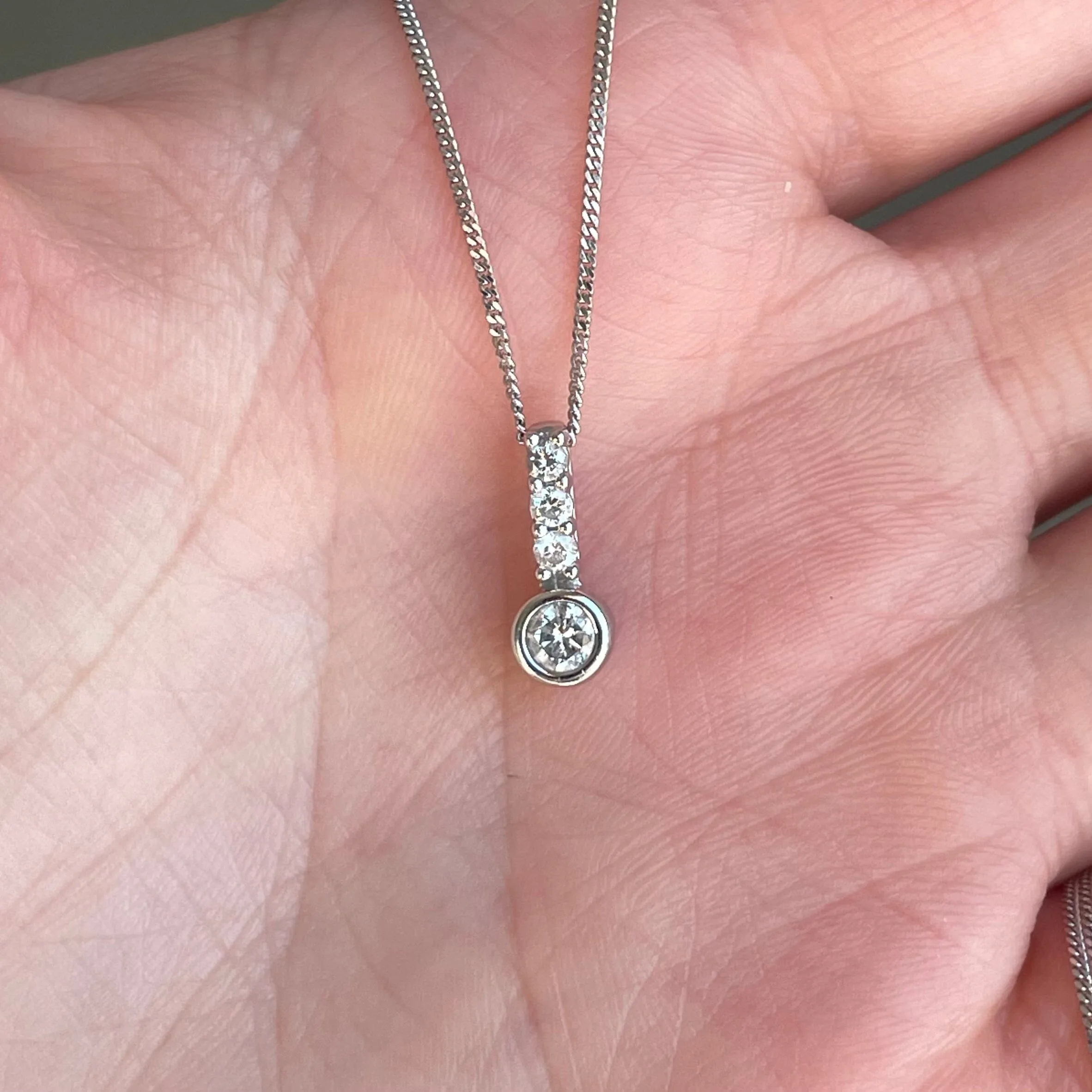 14K White Gold Diamond Ever Us Pendant Necklace