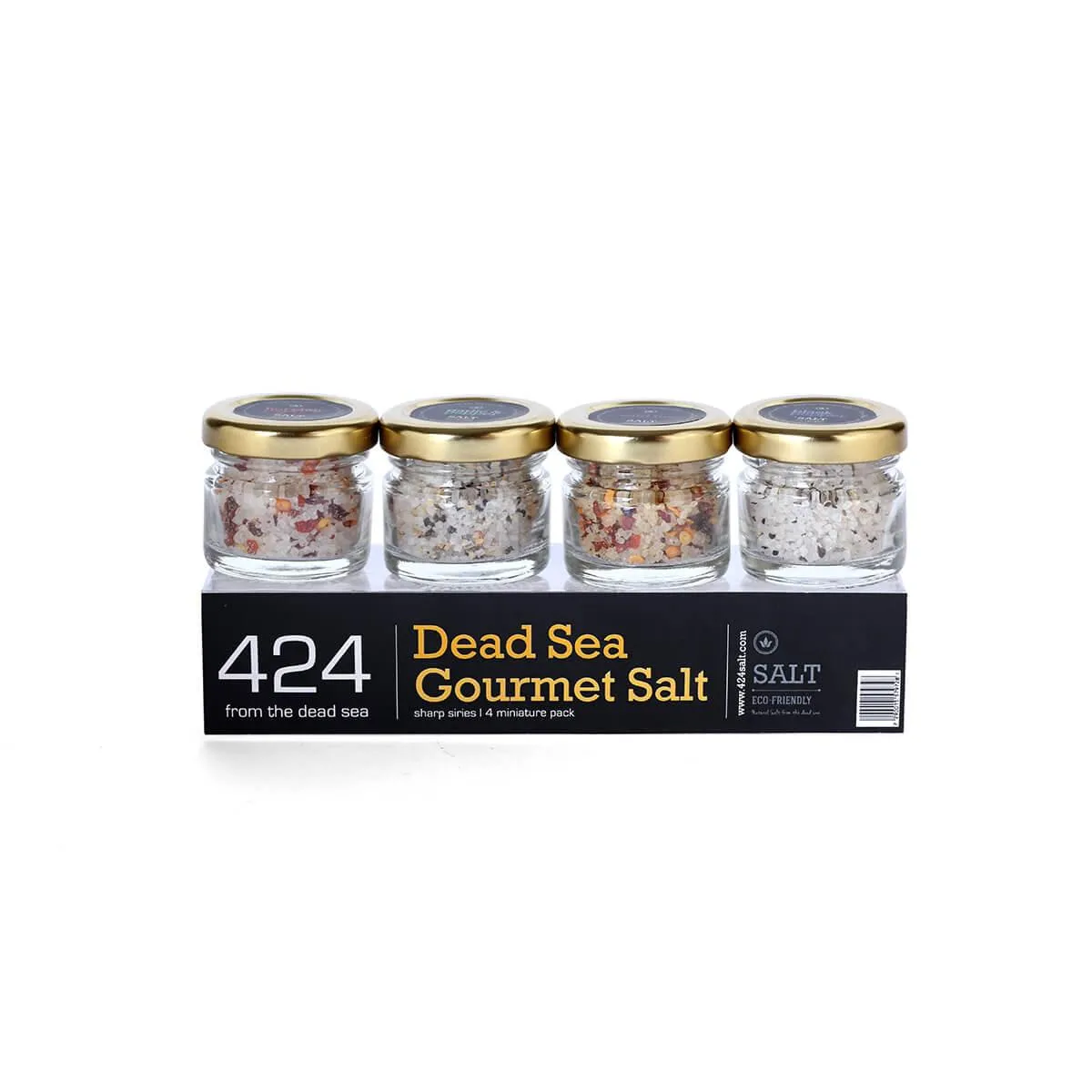 4 mix mini jars Of Gourmet Salt From The Dead Sea