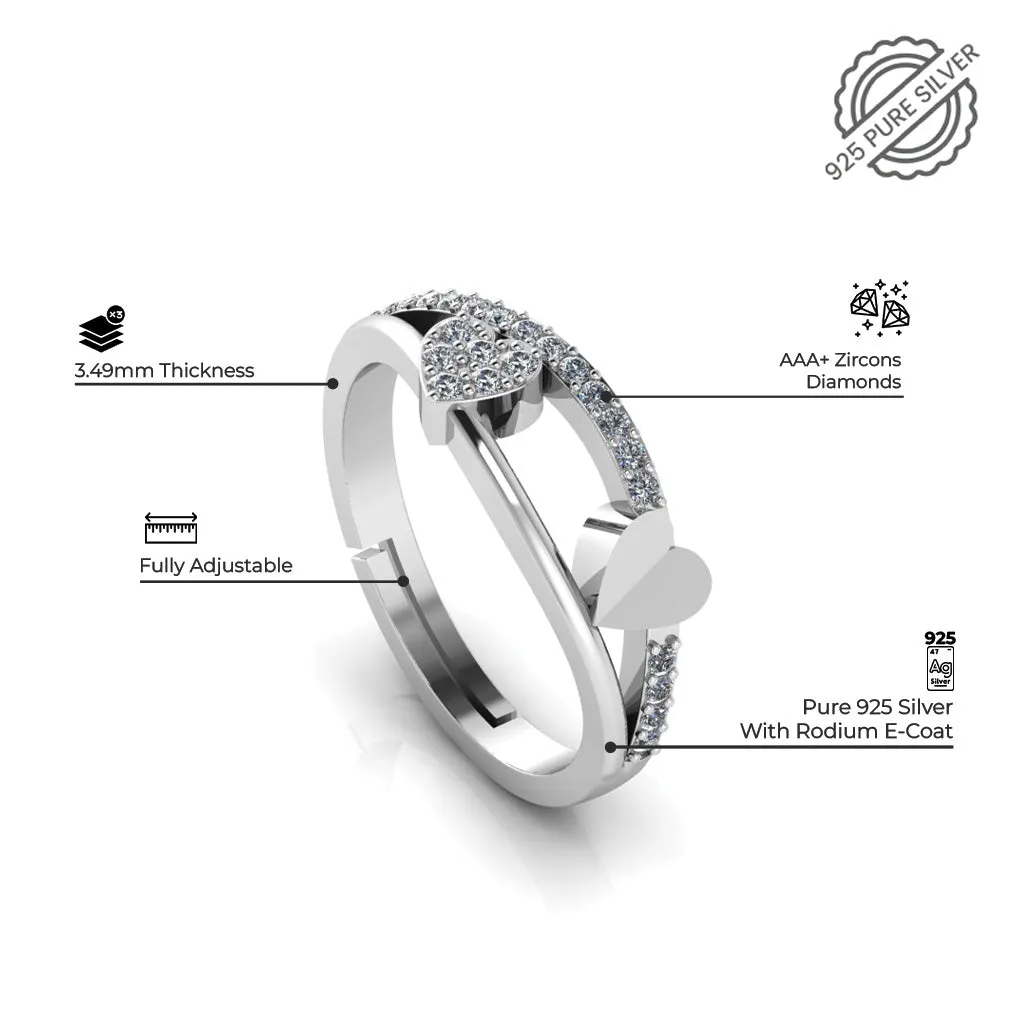 925 Pure Silver Zircon Stardom Special Couple's Ring