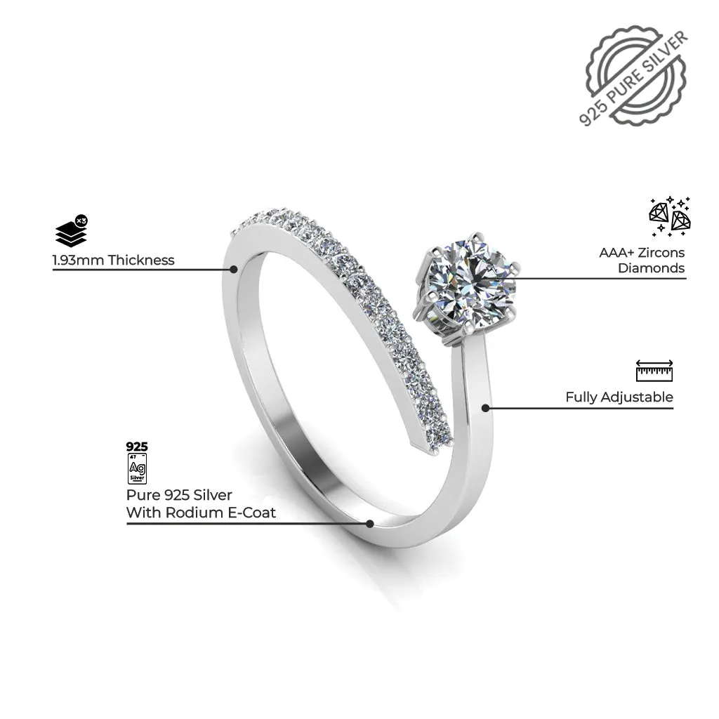 925 Pure Starling Silver Cubic Zircon Solitaire Ring and  Classy Status Special Couple's Ring