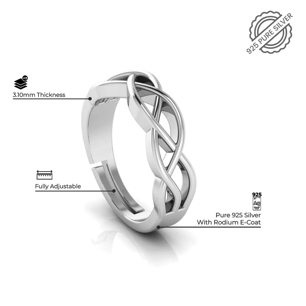 925 Sterling Silver Cubic Zircon Solitaire and Celtic Knot Couple's Ring