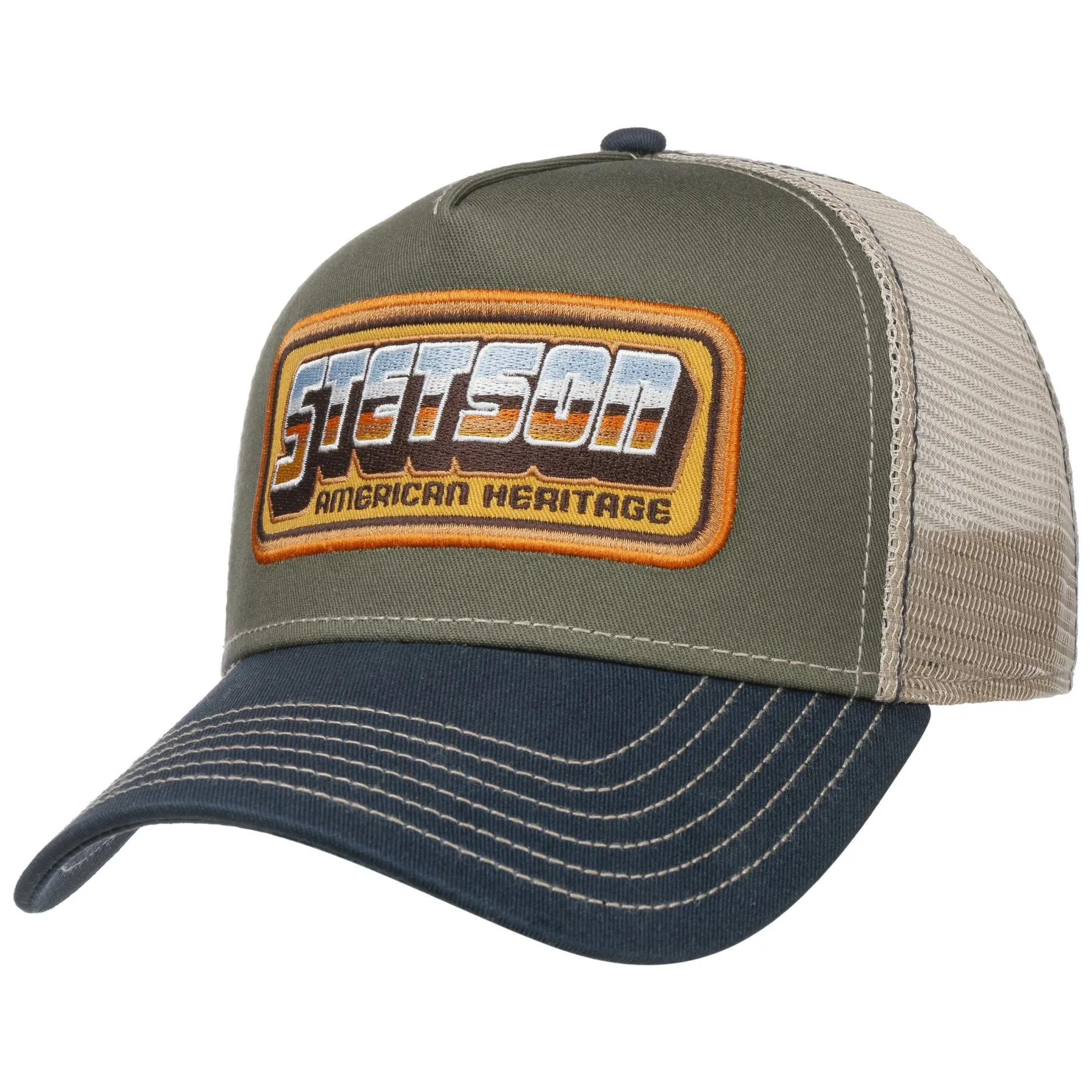 American Heritage Patch Trucker Cap, Olive