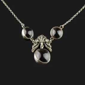 Art Deco Silver Marcasite Pool of Light Necklace