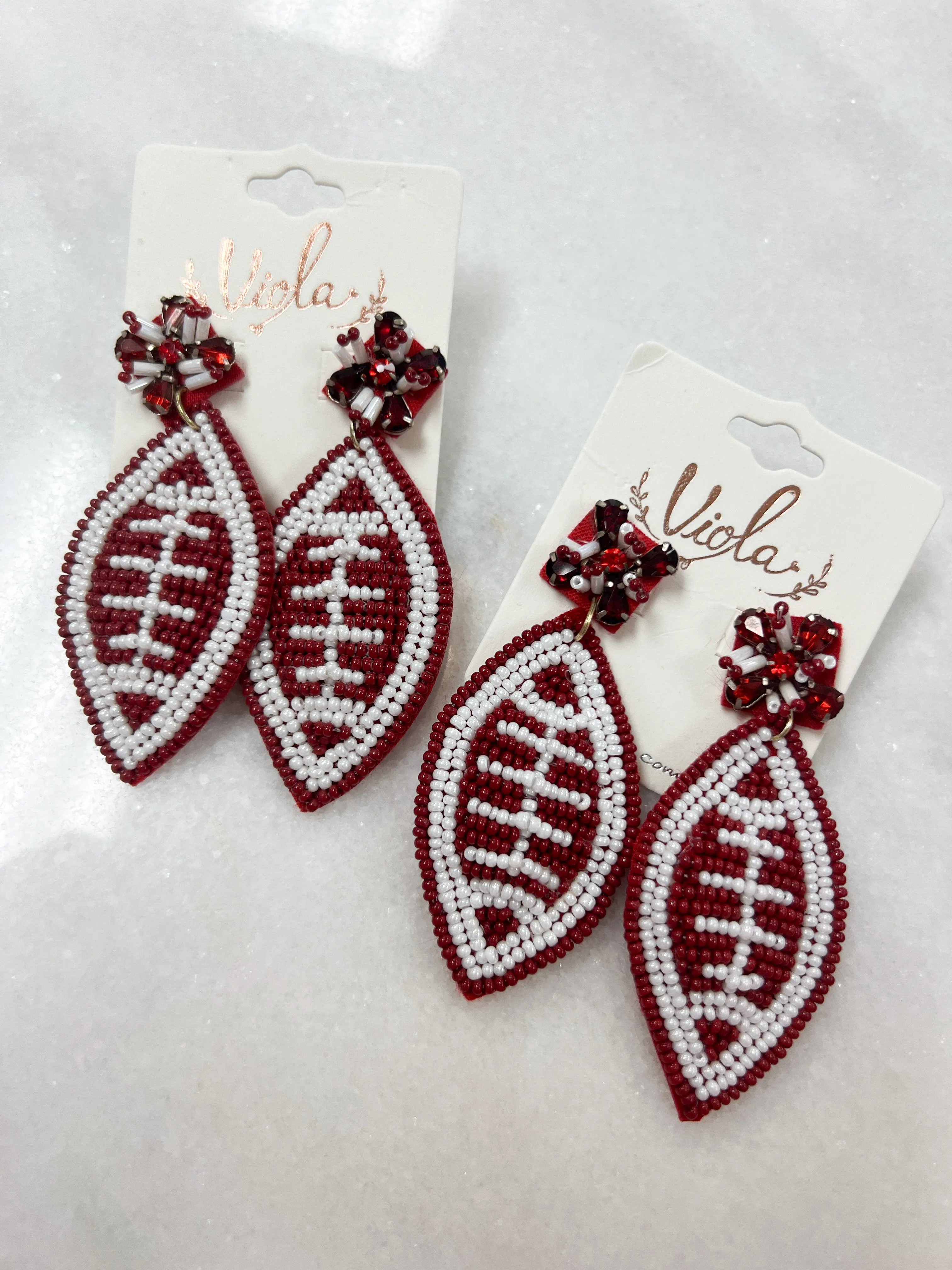 Beaded Football Earring