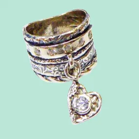 Bluenoemi Sterling silver ring for woman with a Citrine heart charm