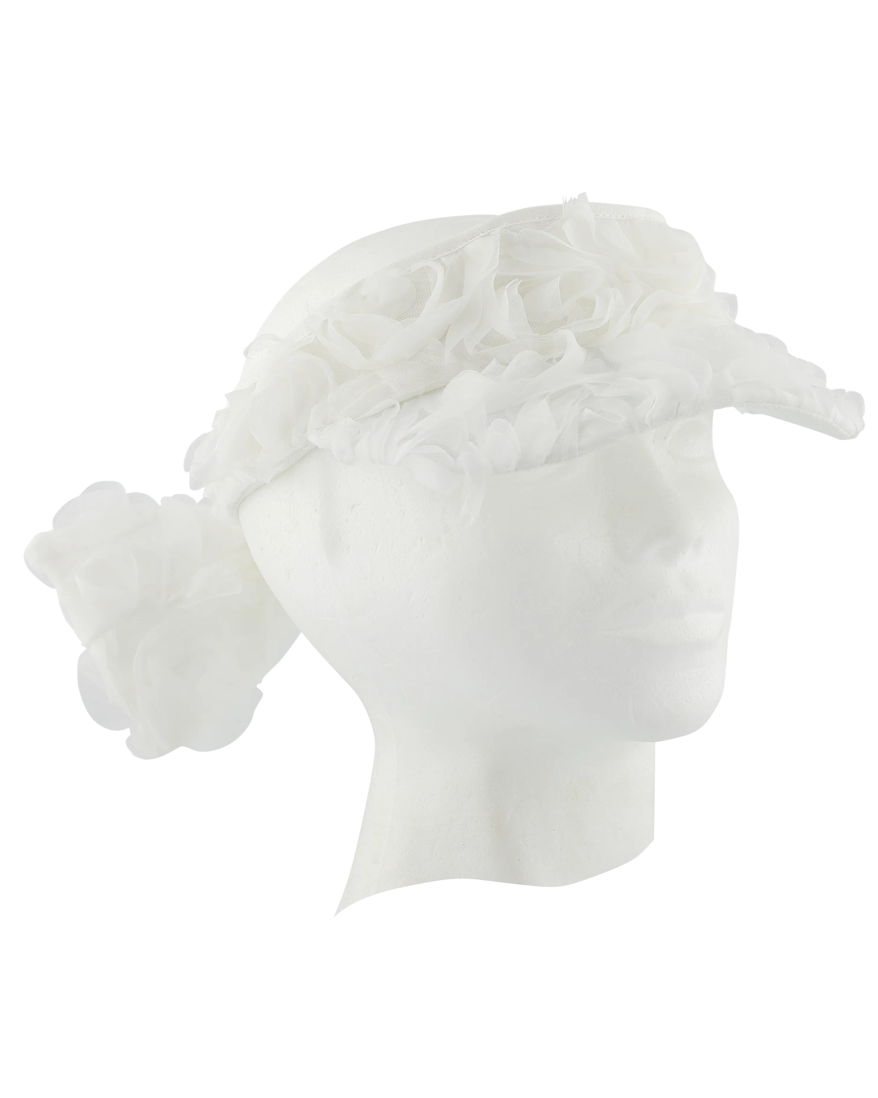 CAROLINE BOSMANS Rose Visor Cap in White