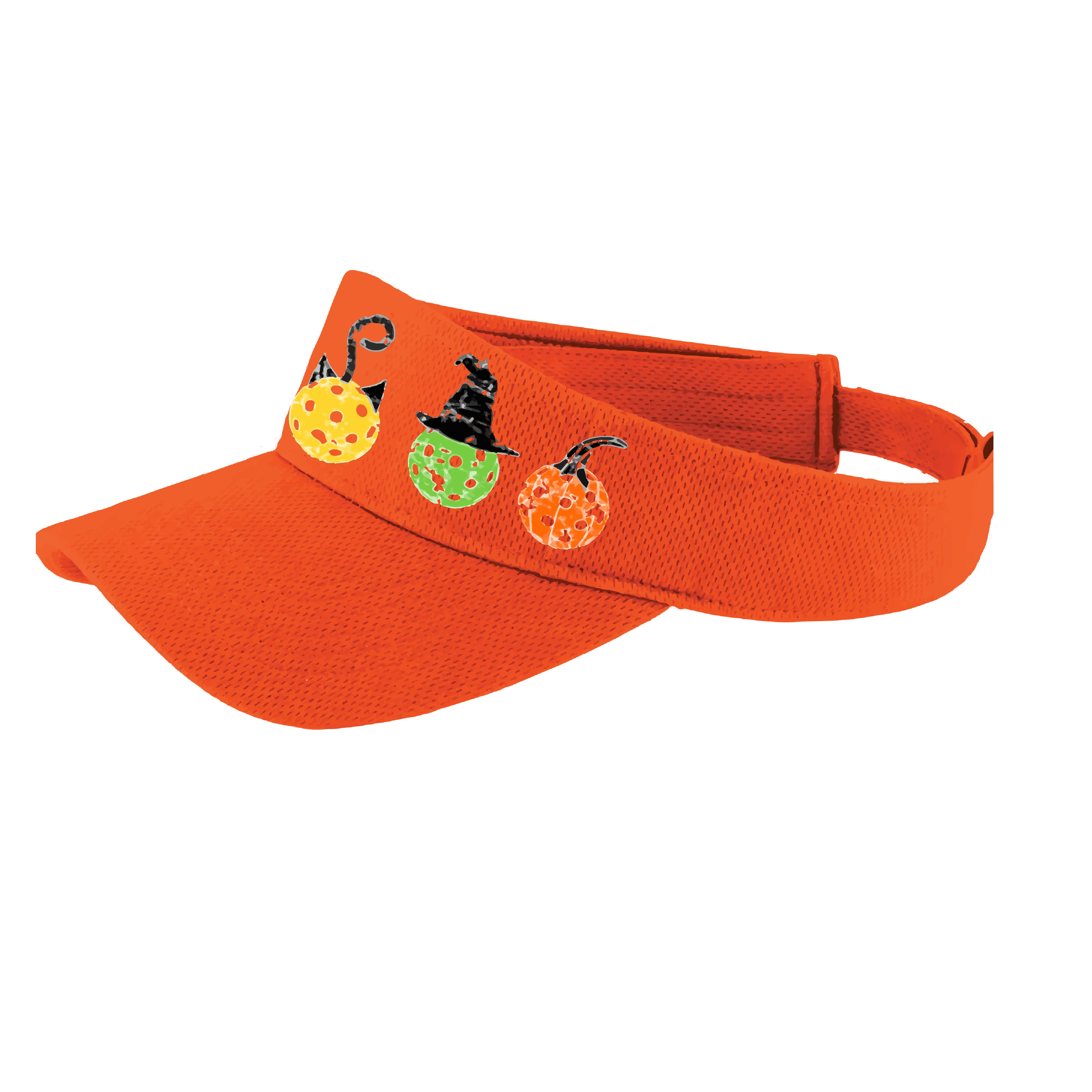 Cat Witch Pumpkin  | Pickleball Visors | Moisture Wicking 100% Polyester