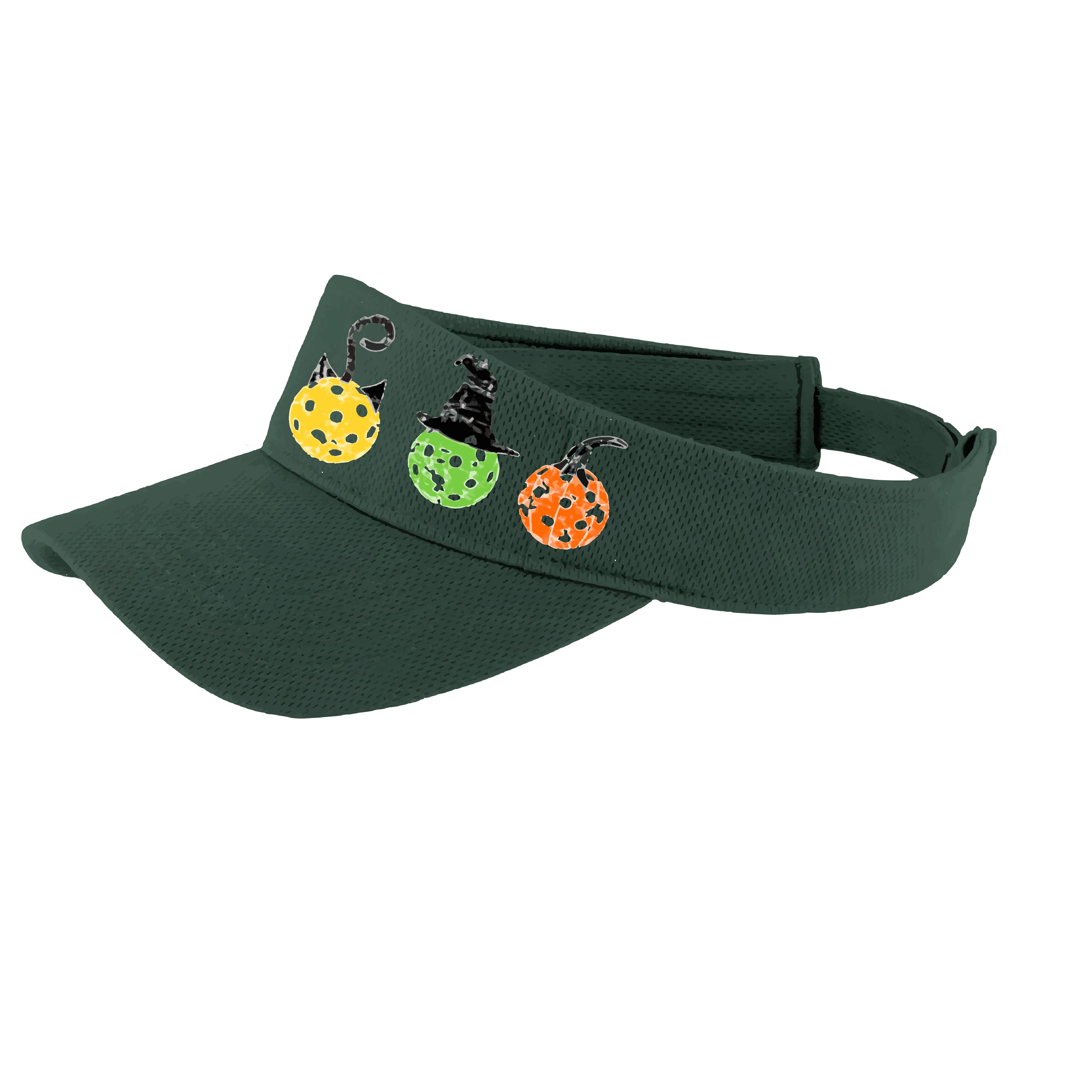 Cat Witch Pumpkin  | Pickleball Visors | Moisture Wicking 100% Polyester