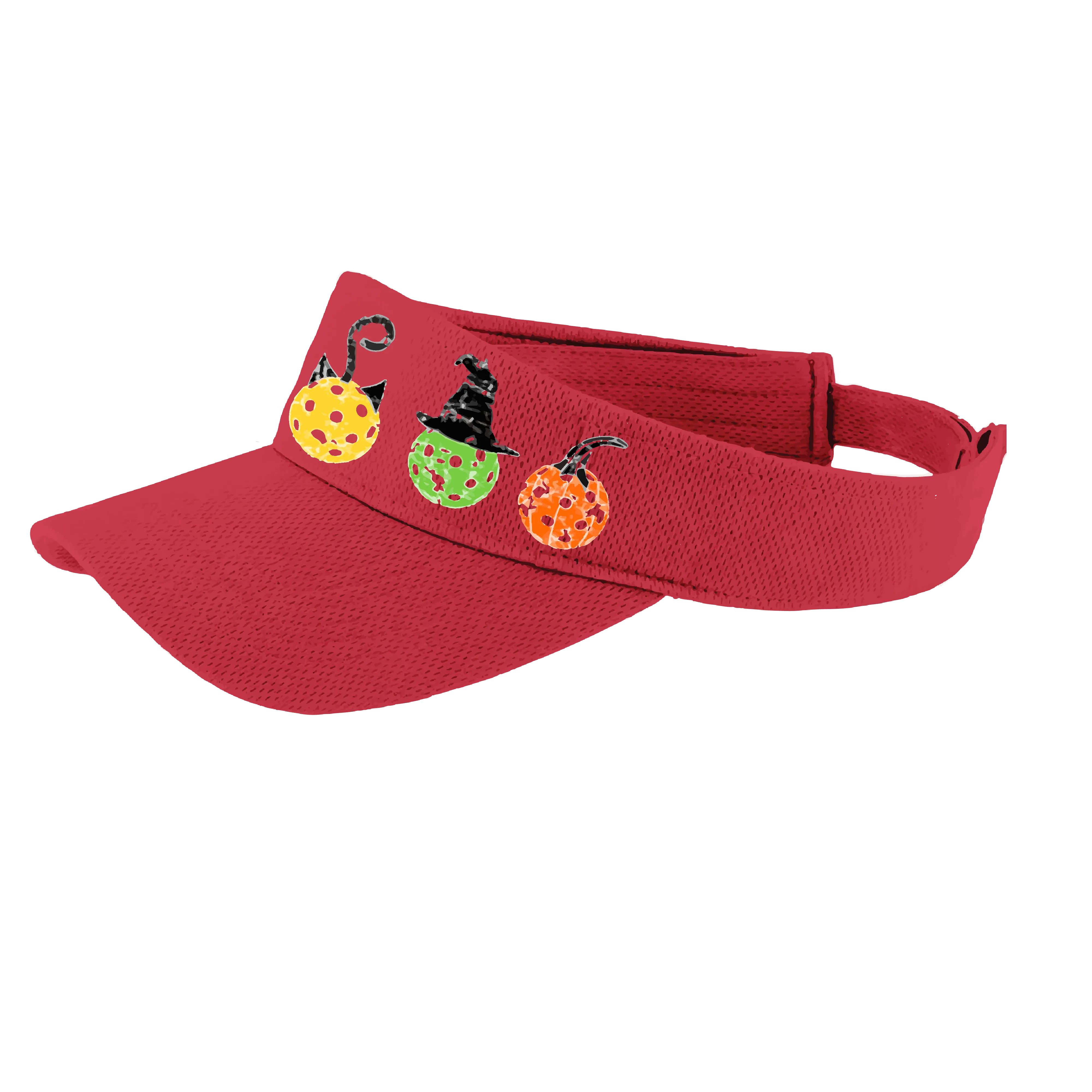 Cat Witch Pumpkin  | Pickleball Visors | Moisture Wicking 100% Polyester