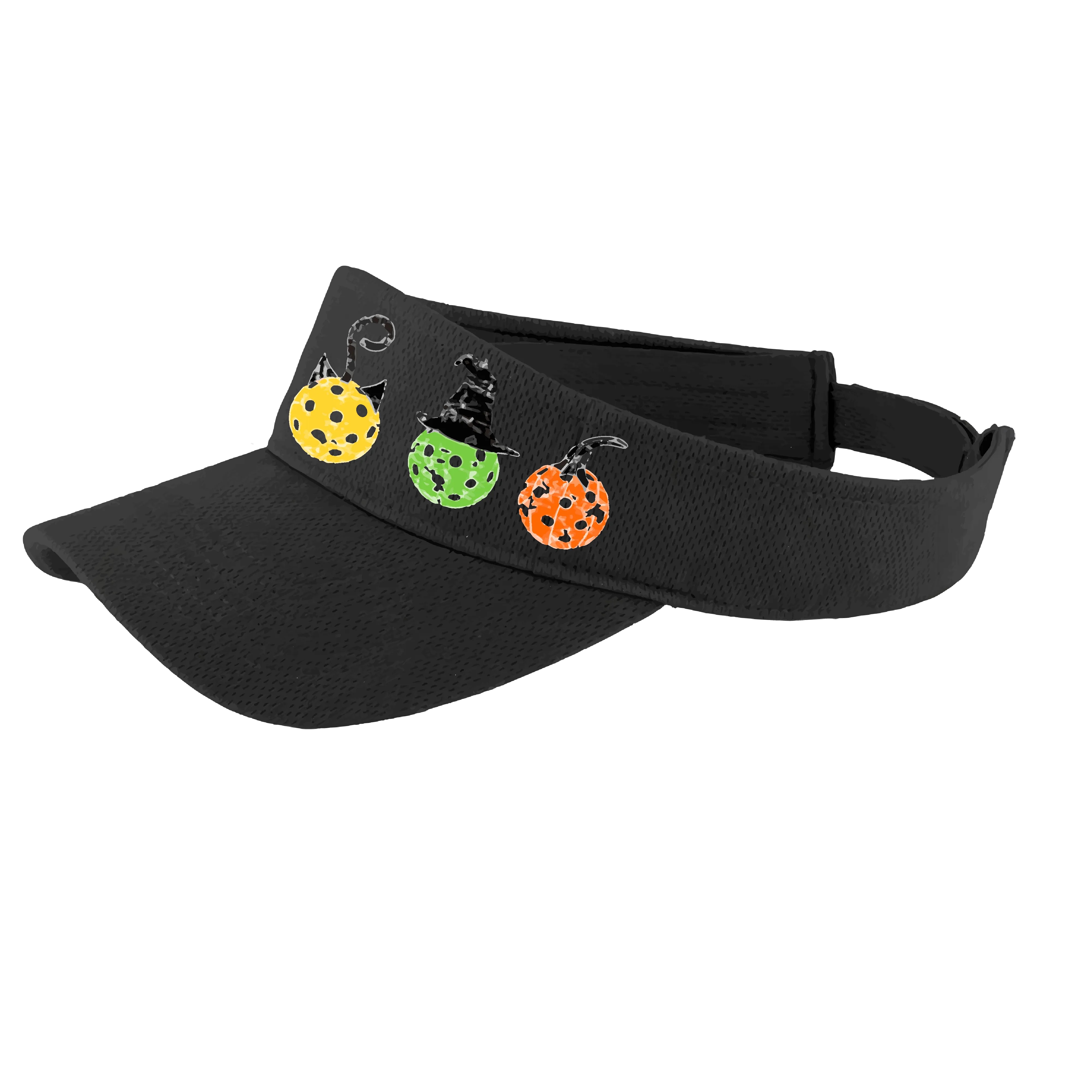 Cat Witch Pumpkin  | Pickleball Visors | Moisture Wicking 100% Polyester