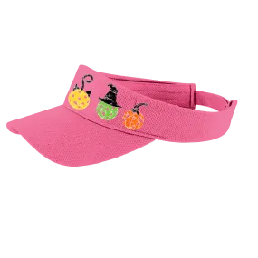 Cat Witch Pumpkin  | Pickleball Visors | Moisture Wicking 100% Polyester