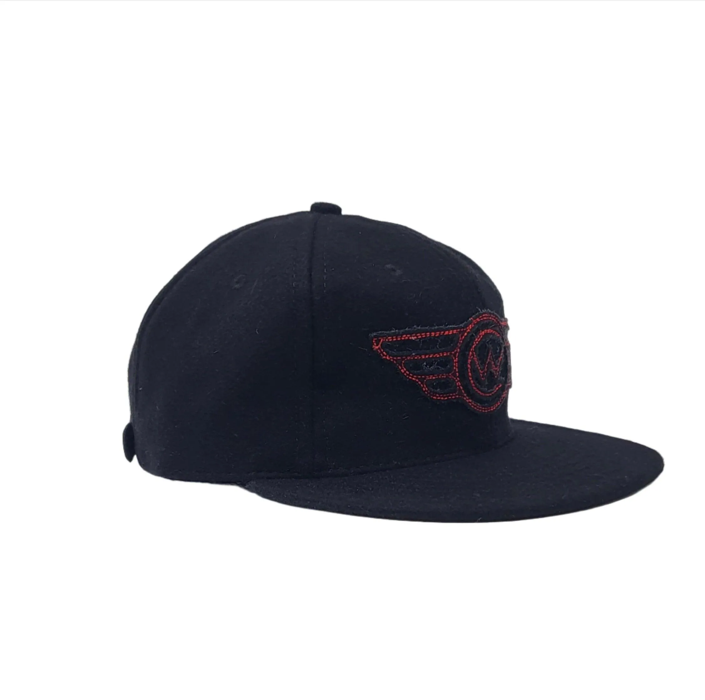 City Workshop Wings Logo Cap - Black/Black/Red Stitch