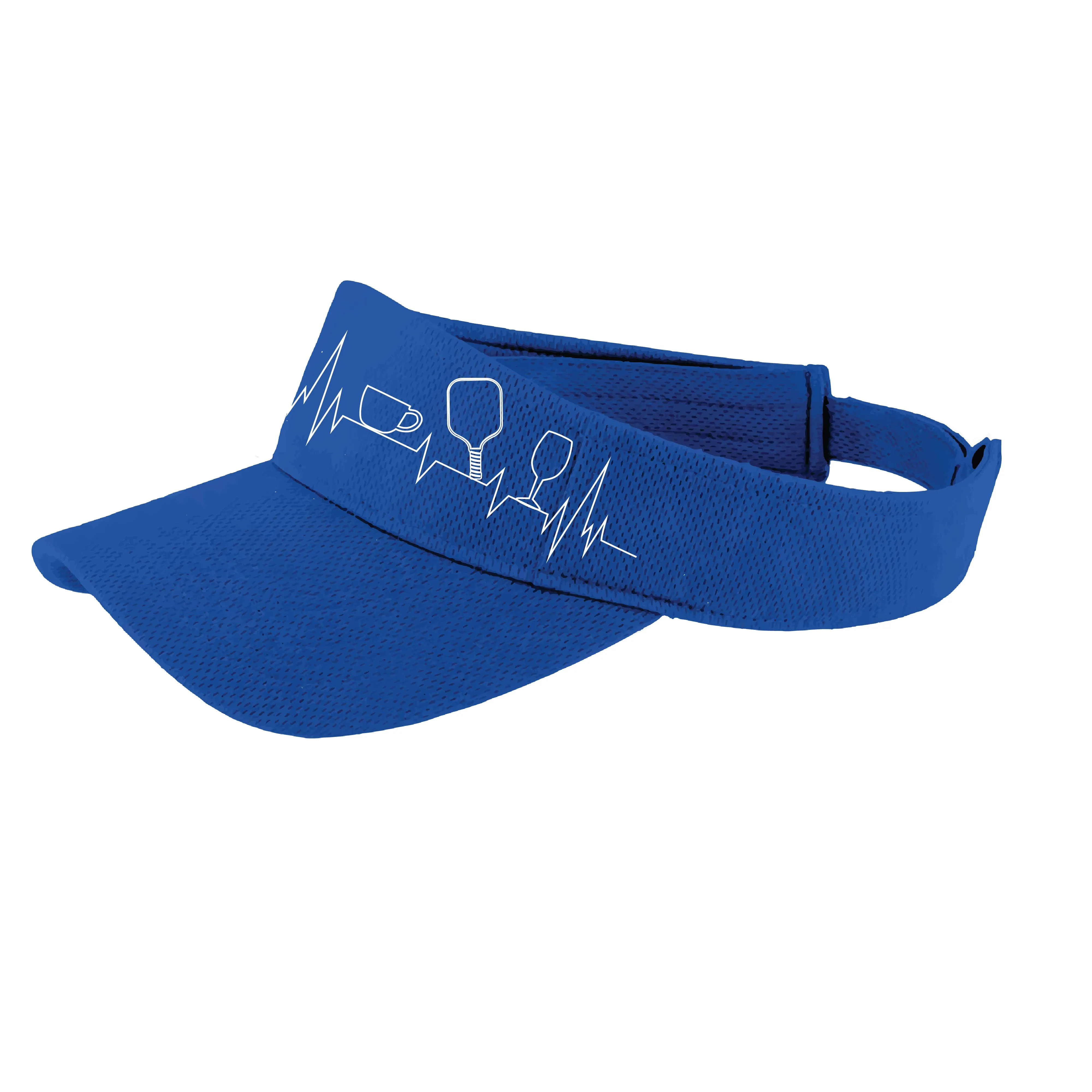 Coffee, Pickleball, Wine Heartbeat EKG | Pickleball Visors | Moisture Wicking 100% Polyester