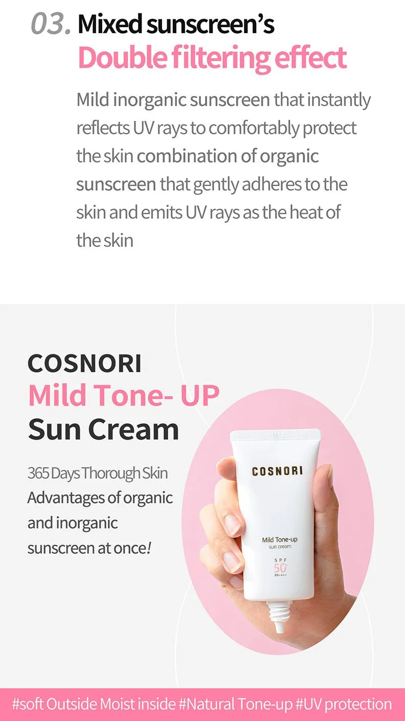 COSNORI Mild Tone-up Sun Cream Sunscreen SPF50  PA     Non-sticky