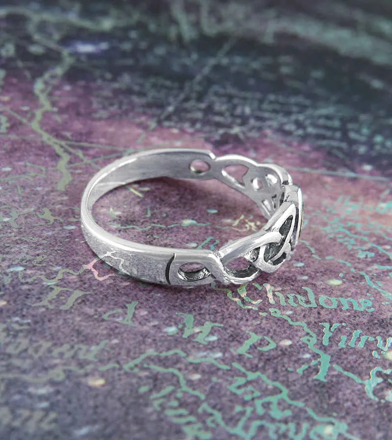 Crescent Moon With Celtic Knots Ring