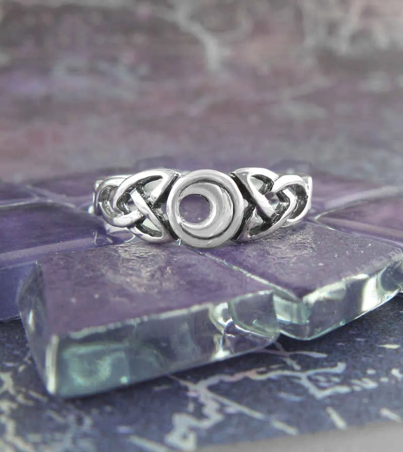 Crescent Moon With Celtic Knots Ring