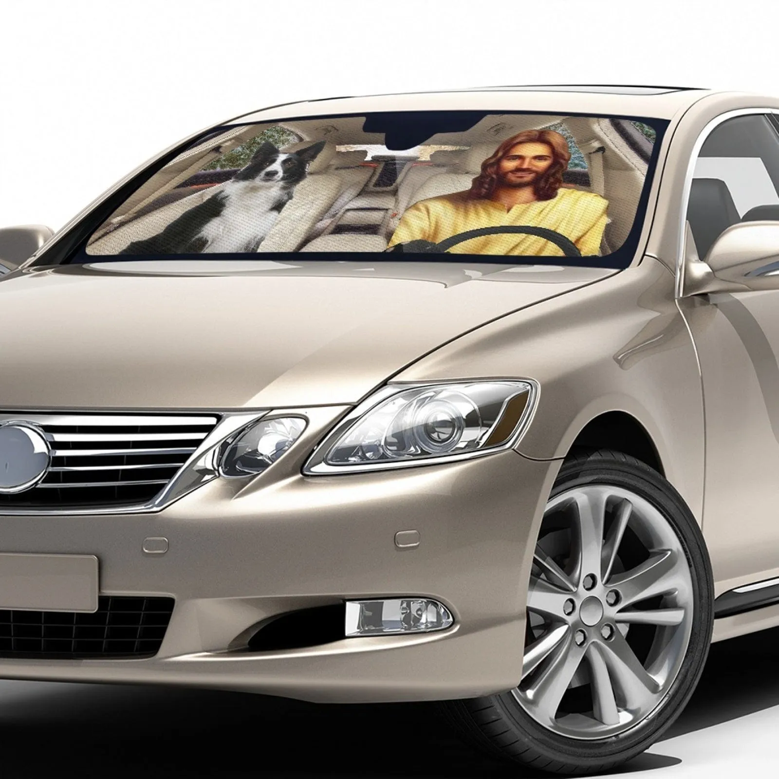 Custom Jesus and My Dog Personalized Funny Car Front Windshield Sun Shade Offers Ultimate Protection for Car Interior