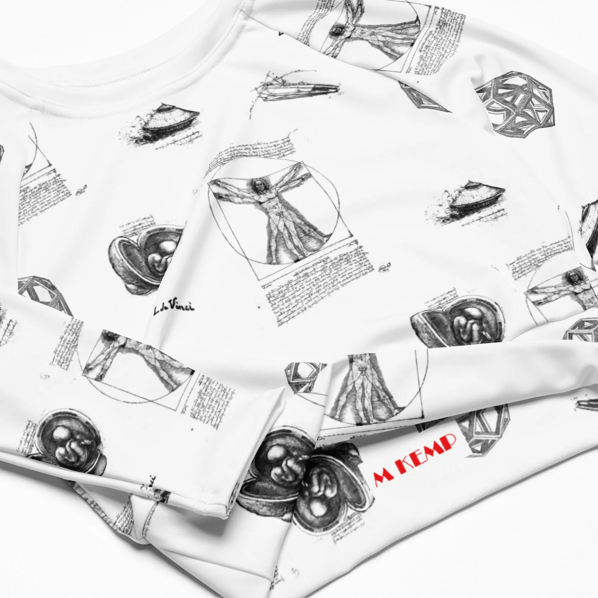 Da Vinci Collage Recycled long-sleeve crop top