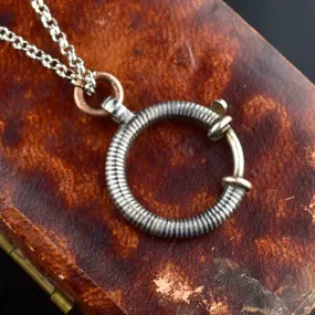 Edwardian Silver Niello Bolt Pendant Necklace