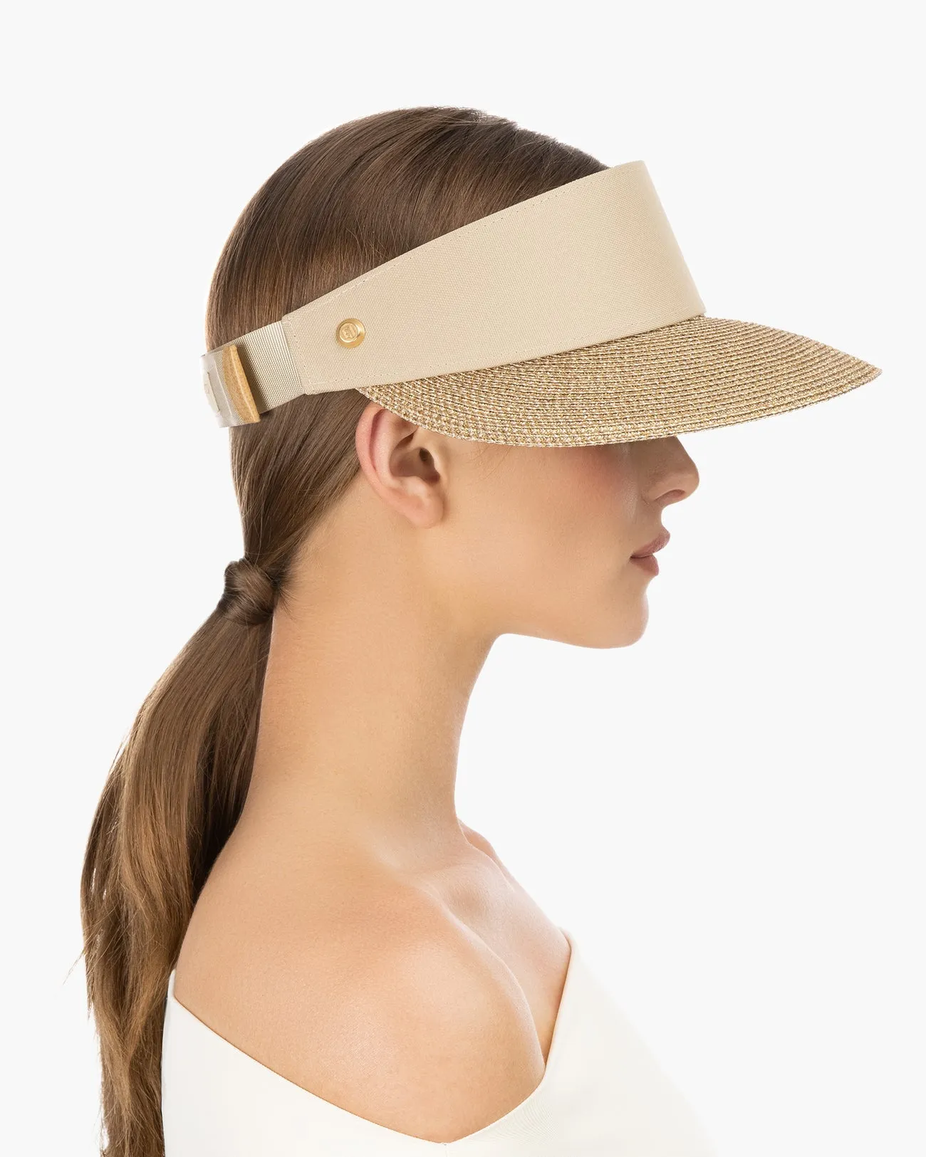 Eric Javitz Champ Visor in Gold/Sand