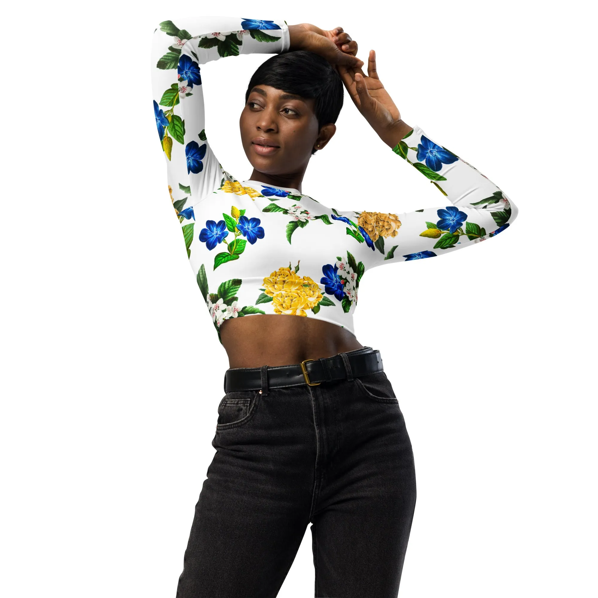 Floral Moments Recycled long-sleeve crop top