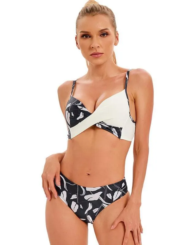 Floral Twisted Bandeau Hipster Bikini Set