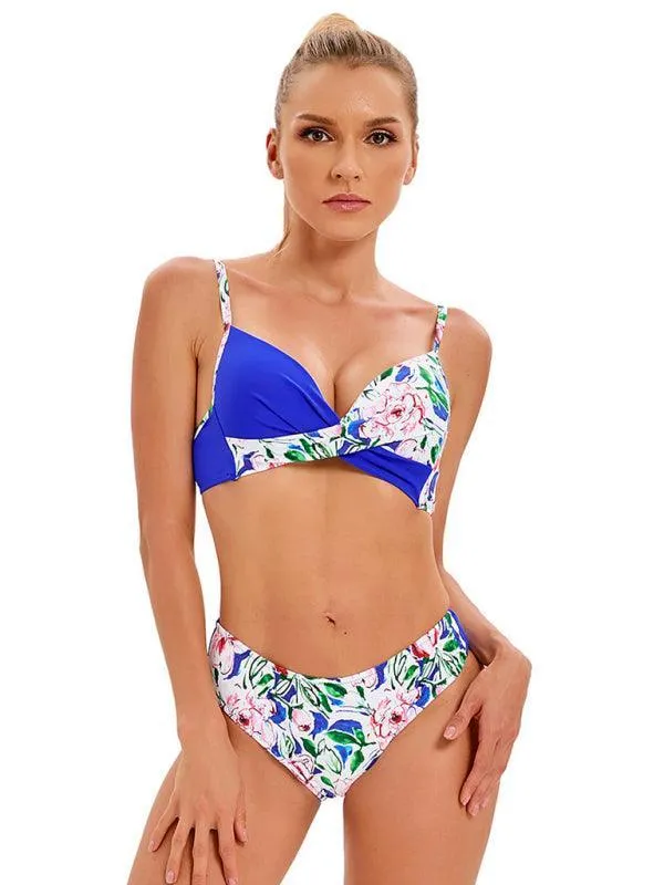 Floral Twisted Bandeau Hipster Bikini Set