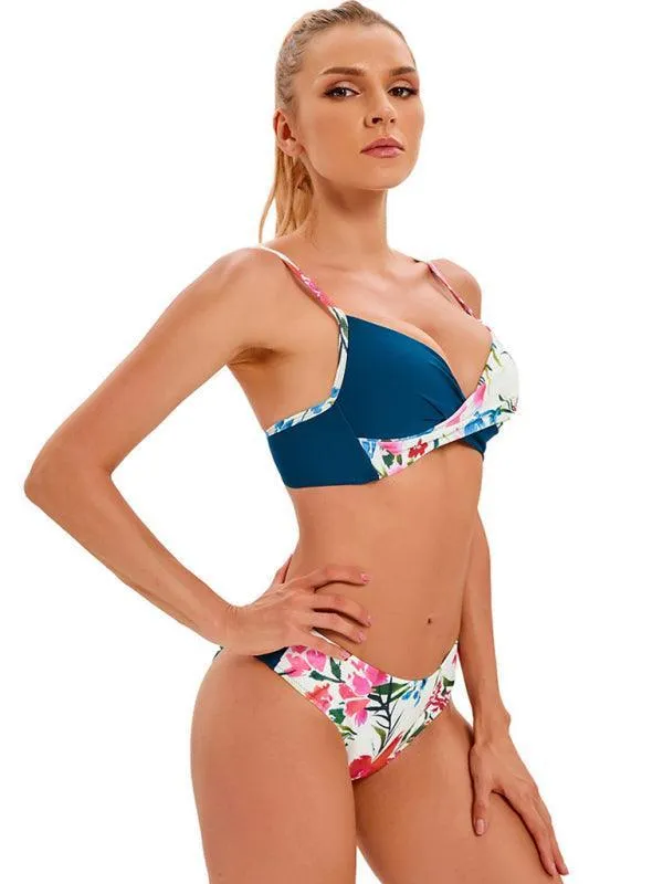 Floral Twisted Bandeau Hipster Bikini Set