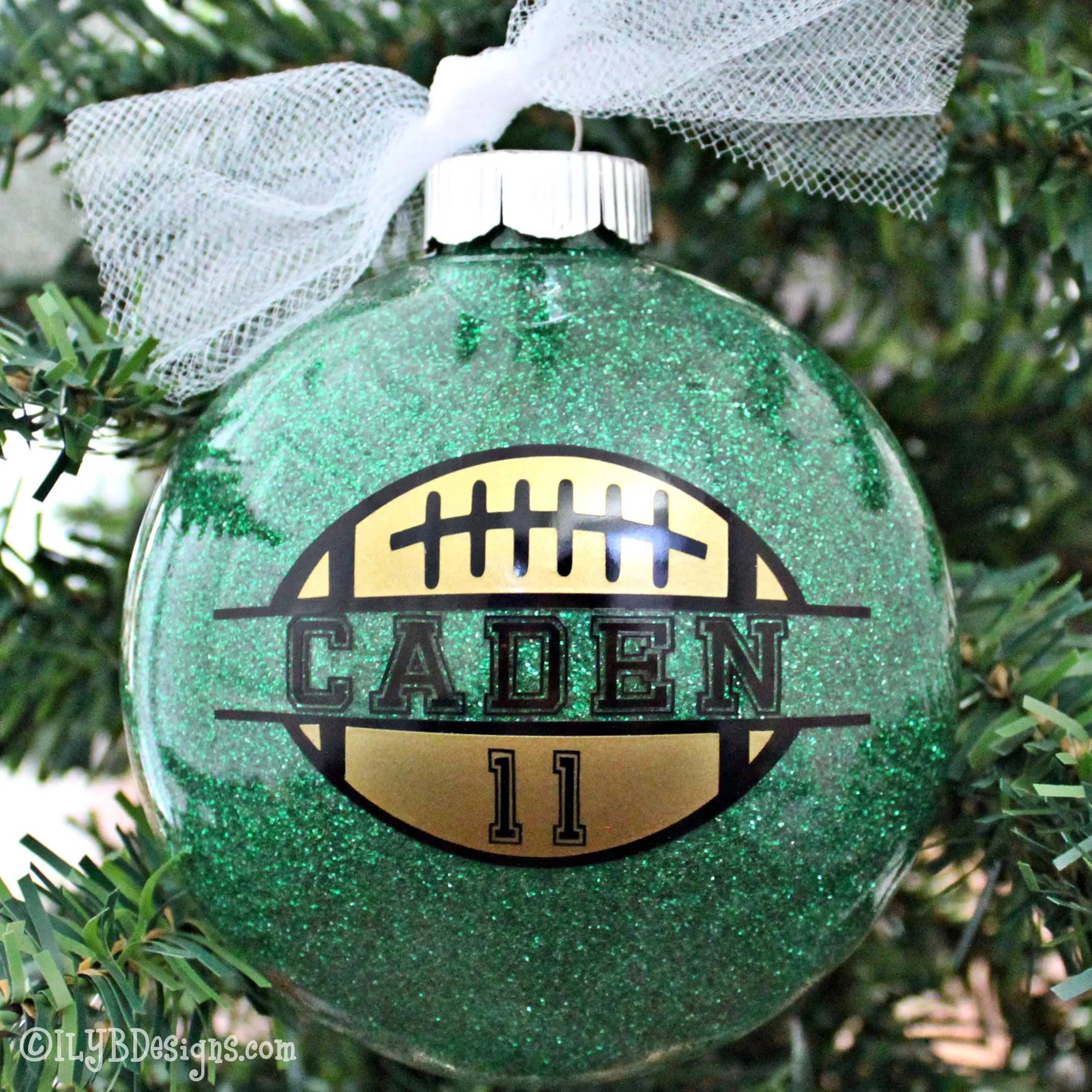 Football Christmas Ornament Personalized Glitter | Sports Ornament | Personalized Glitter