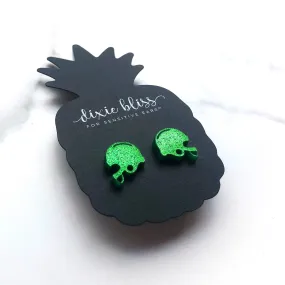 Football Helmet Studs in Green Glitter