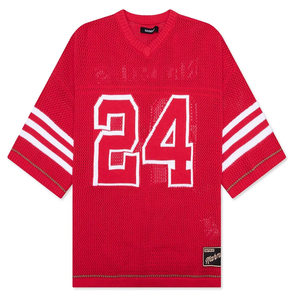 Knit 24 Football Shirt - Cherry