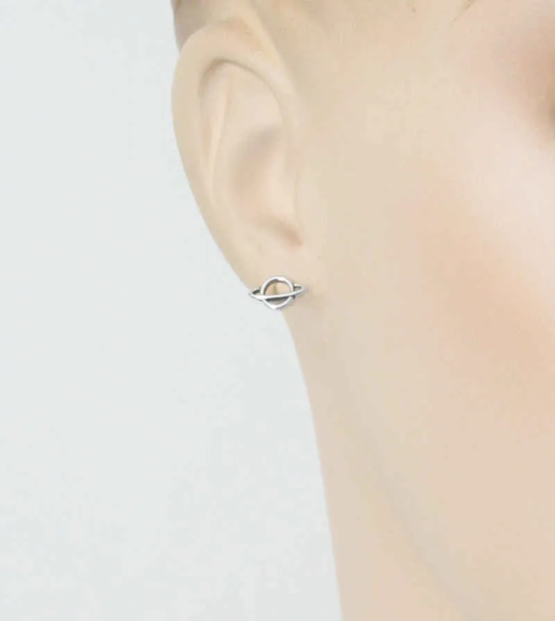 Miniature Planet Saturn Stud Earrings