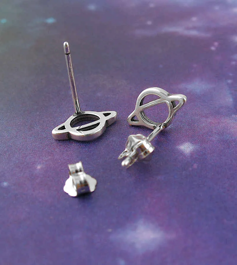 Miniature Planet Saturn Stud Earrings