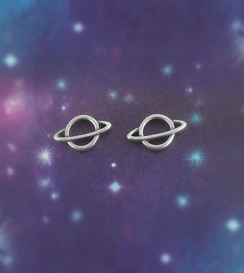 Miniature Planet Saturn Stud Earrings