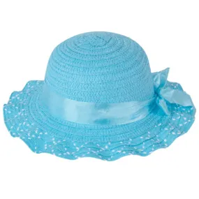 Momo Grow Girls Sarina Blue Speckled Floppy Sun Hat with Ribbon