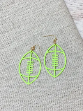 Neon Football Dangle Earrings - Yellow