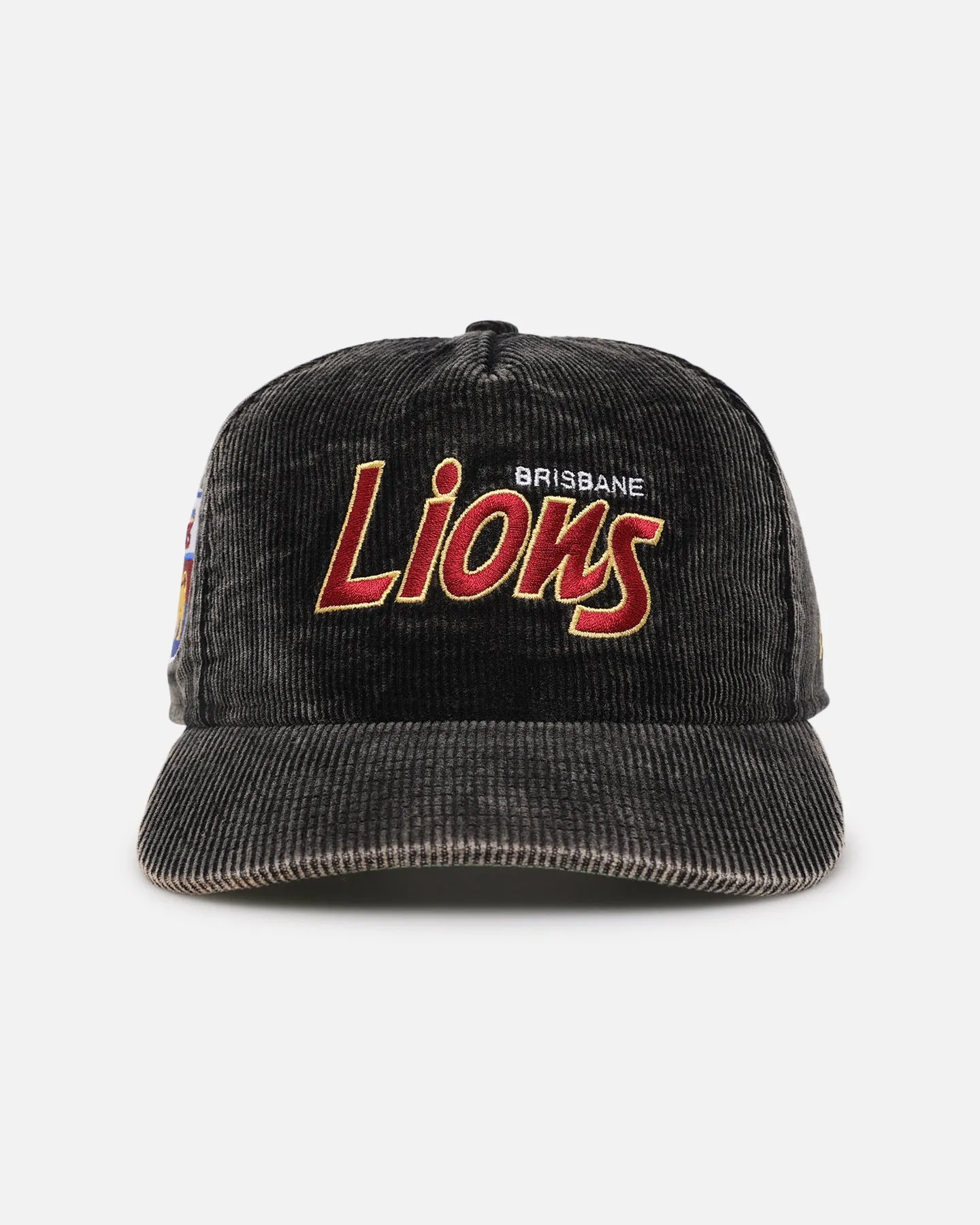 New Era Brisbane Lions 'Washed Corduroy' Pre-Curved Golfer Snapback Black/Kelly Green