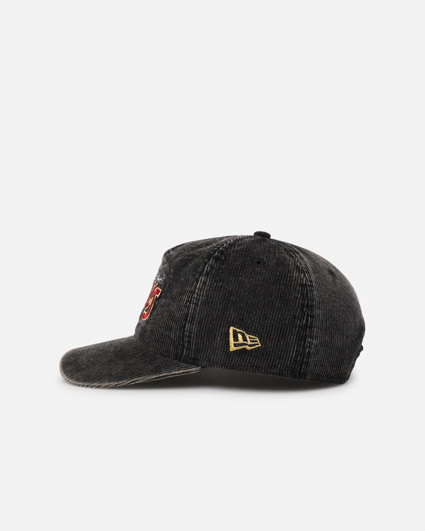 New Era Brisbane Lions 'Washed Corduroy' Pre-Curved Golfer Snapback Black/Kelly Green