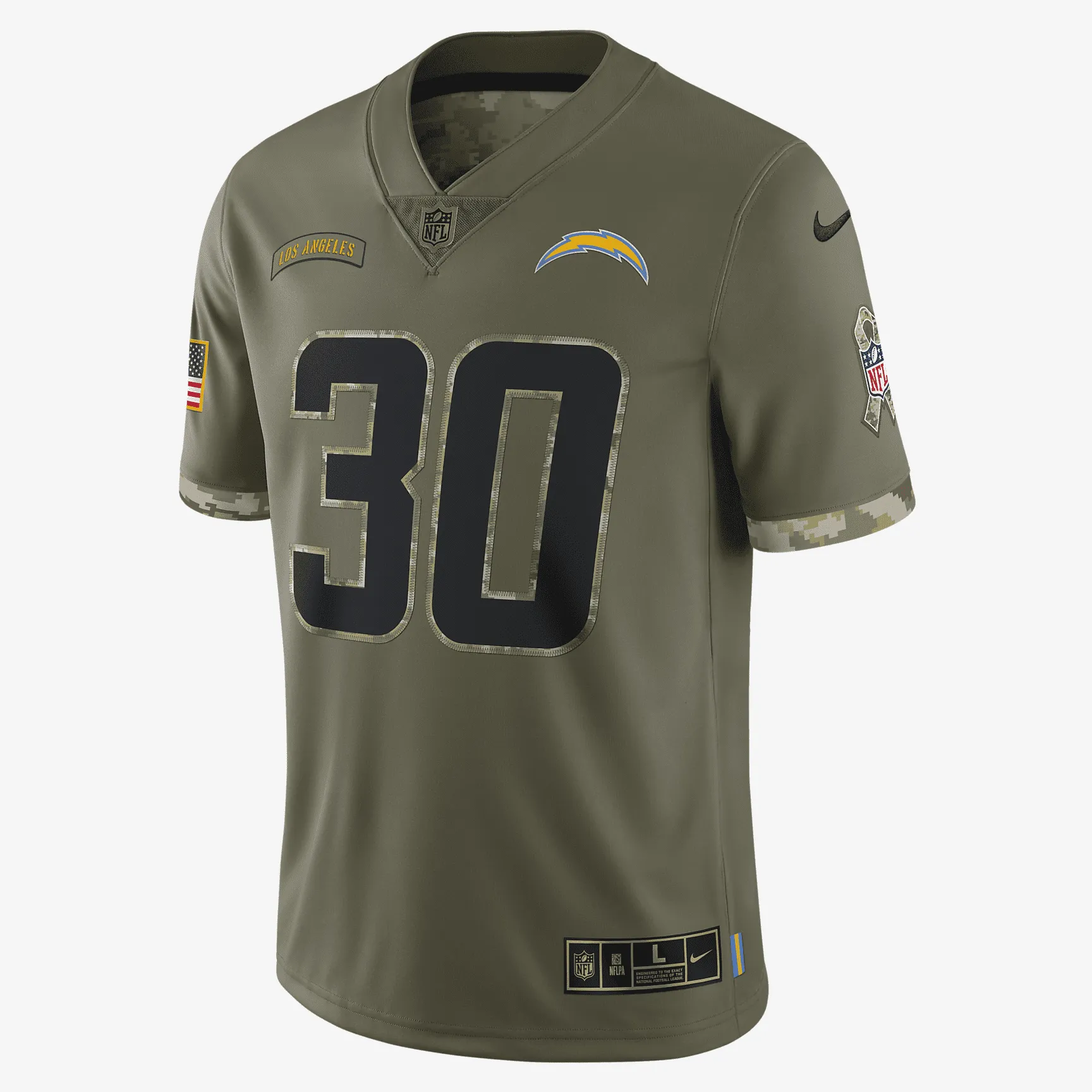 NFL Los Angeles Chargers Salute to Service (Austin Ekeler) Men's Limited Football Jersey - Olive