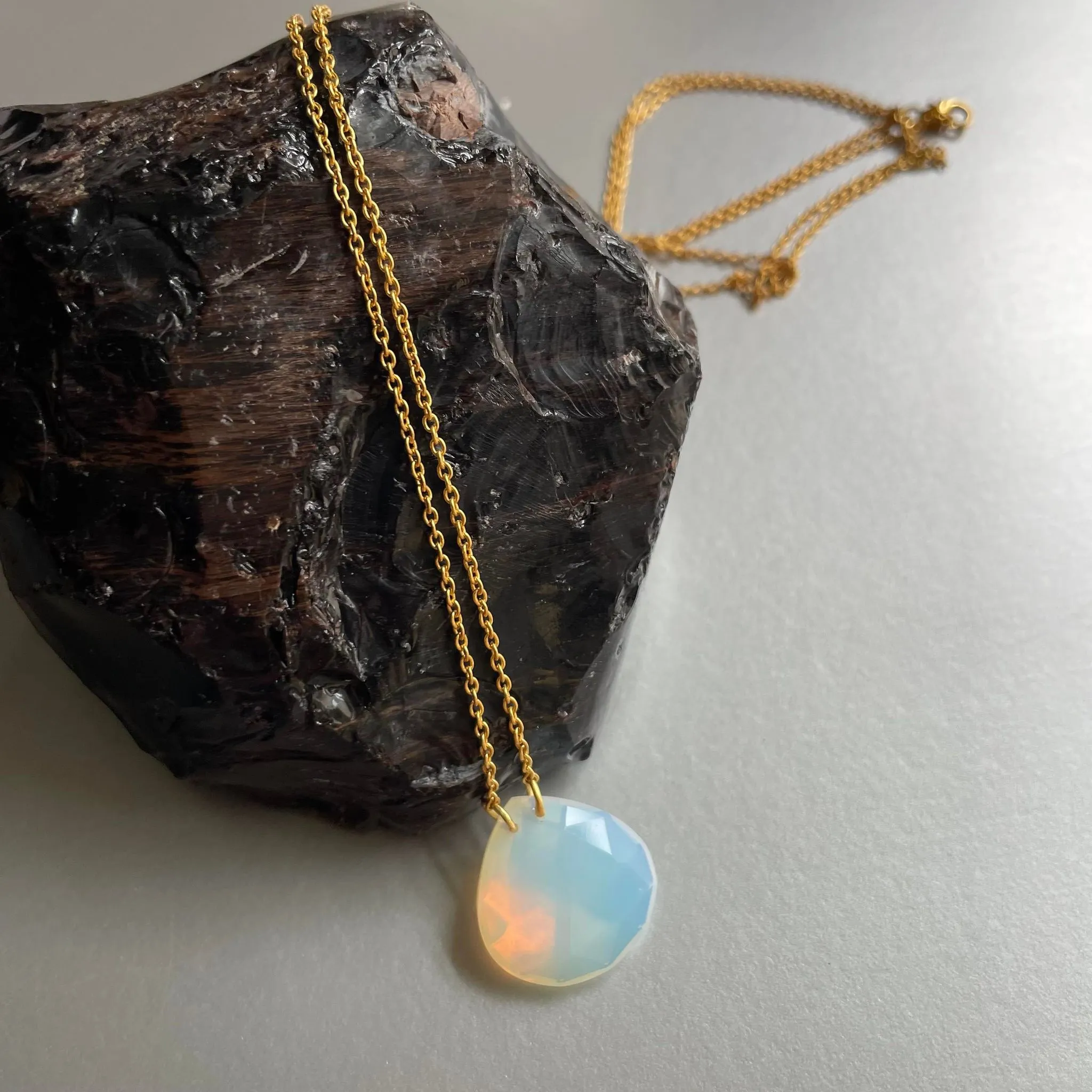 Opal Necklace In Sterling Silver Gold Necklace