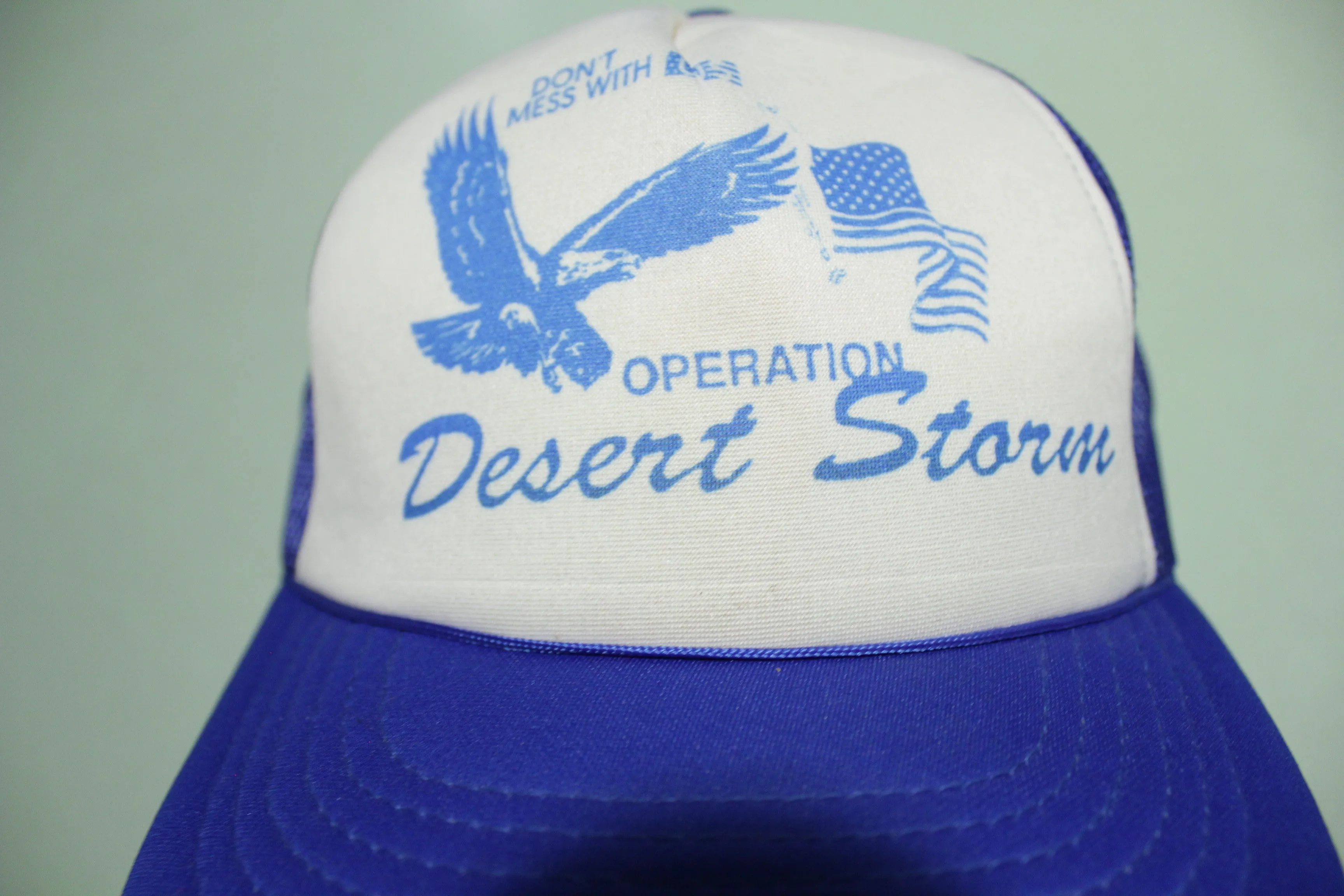 Operation Desert Storm Don't Mess With The US Vintage 90's Trucker Mesh Snapback Hat