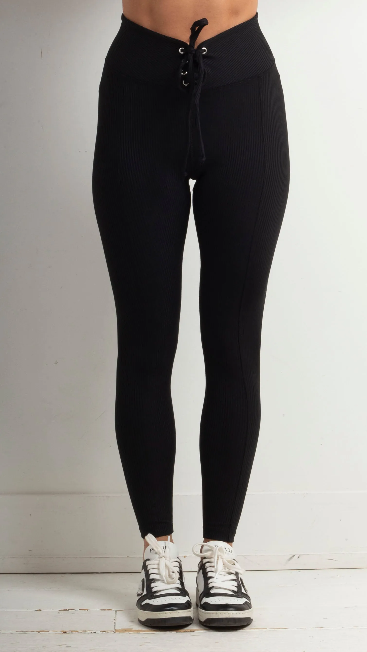 Ribbed Football Legging - Black