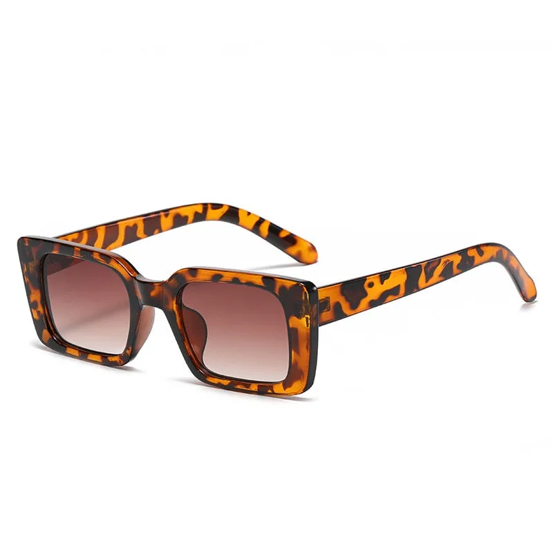 Small Rectangle Unisex Retro Leopard Shades Sunglasses