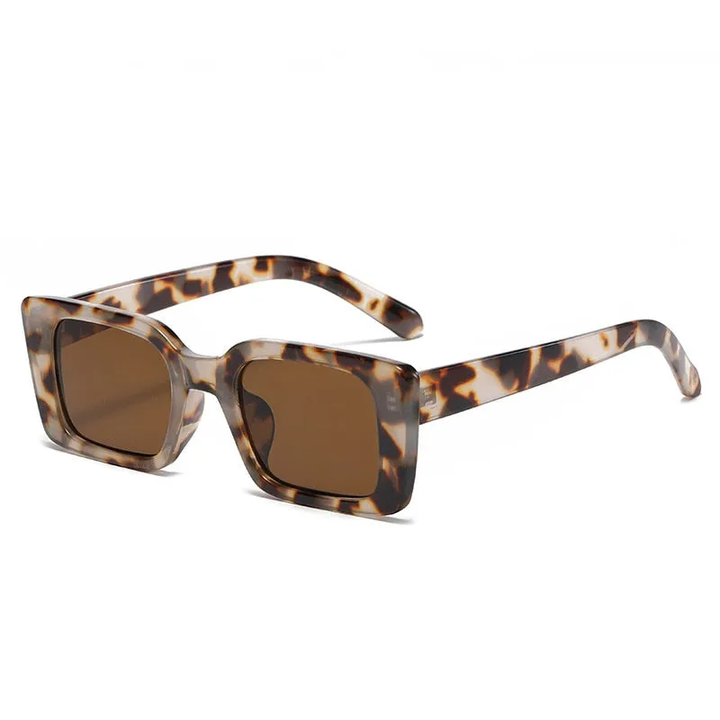 Small Rectangle Unisex Retro Leopard Shades Sunglasses