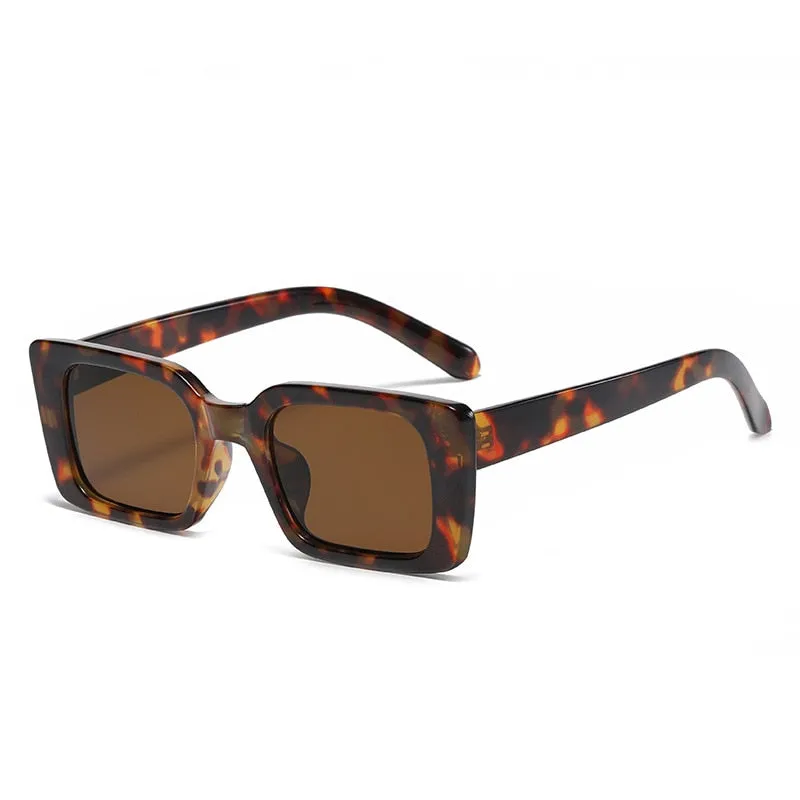 Small Rectangle Unisex Retro Leopard Shades Sunglasses