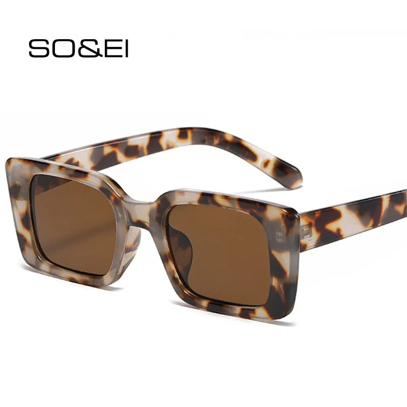 Small Rectangle Unisex Retro Leopard Shades Sunglasses