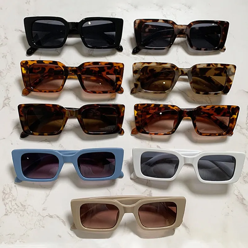 Small Rectangle Unisex Retro Leopard Shades Sunglasses