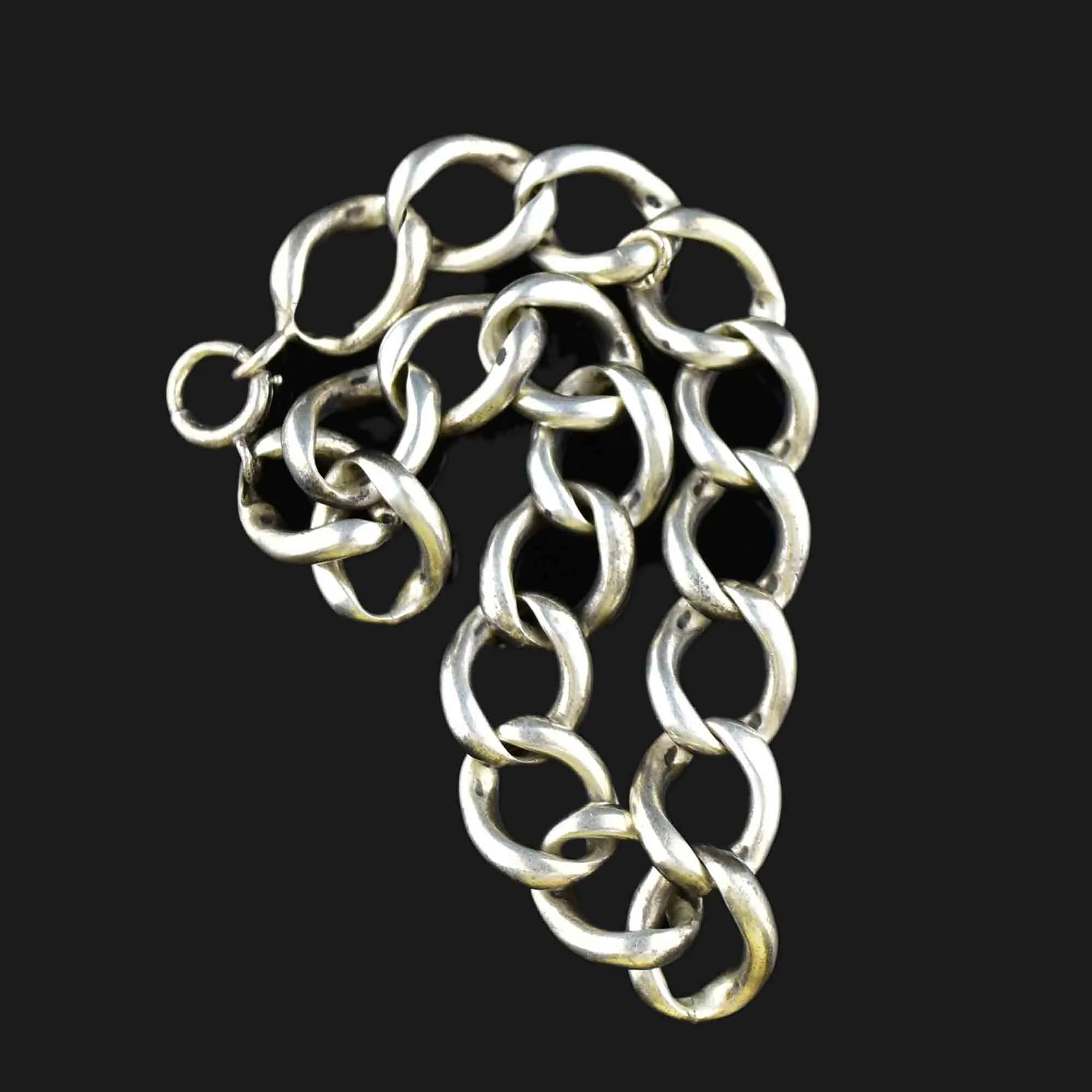 Sterling Silver Repousse Curb Link Bracelet